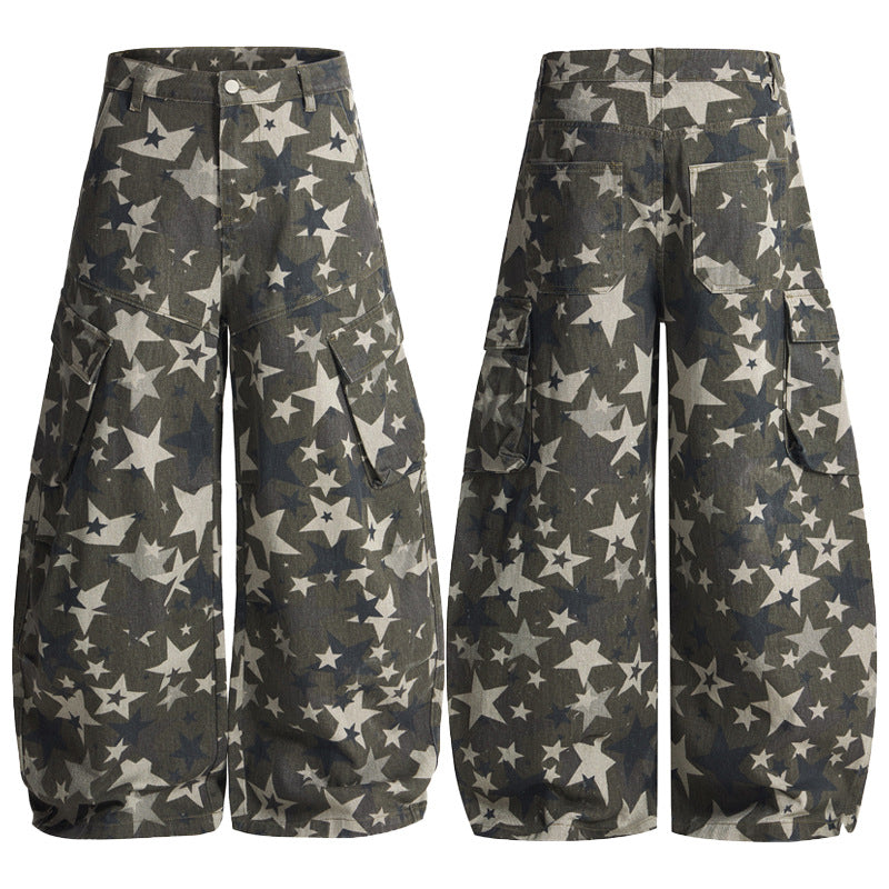 Retro Hip-Hop Star Graphic Print Trousers